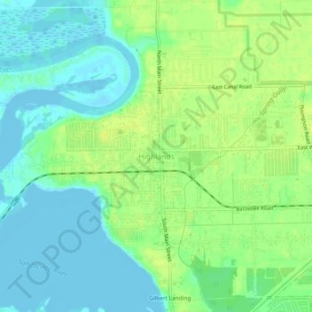 Mappa topografica Highlands, altitudine, rilievo