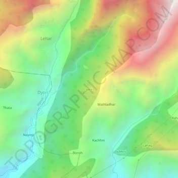 Mappa topografica Sarii, altitudine, rilievo
