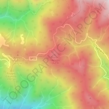 Mappa topografica Monte Faggiolo, altitudine, rilievo
