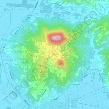 Mappa topografica Calaone, altitudine, rilievo