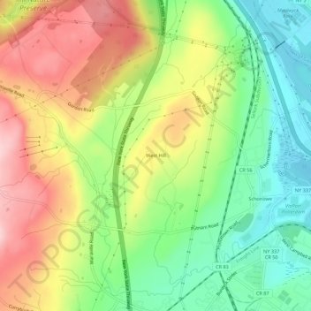 Mappa topografica West Hill, altitudine, rilievo