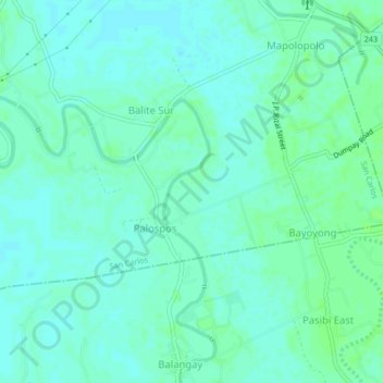 Mappa topografica Calobaoan, altitudine, rilievo