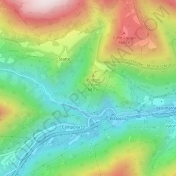 Mappa topografica Piecagnano, altitudine, rilievo