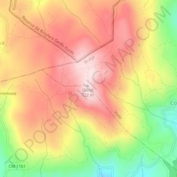 Mappa topografica Serra de Oural, altitudine, rilievo