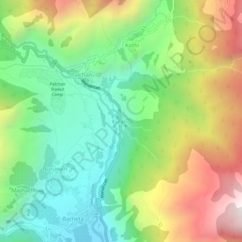 Mappa topografica Kulang, altitudine, rilievo
