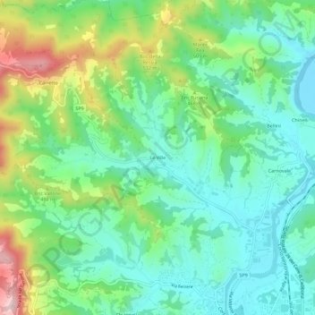 Mappa topografica Le Ville, altitudine, rilievo