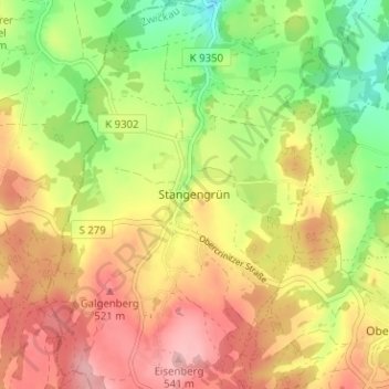 Mappa topografica Stangengrün, altitudine, rilievo