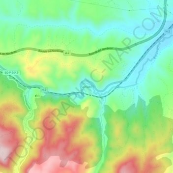 Mappa topografica Somaén, altitudine, rilievo
