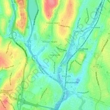 Mappa topografica Cedar Knolls, altitudine, rilievo