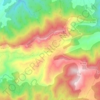 Mappa topografica Vilanova de Prades, altitudine, rilievo