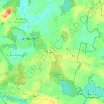 Mappa topografica Lepahn, altitudine, rilievo