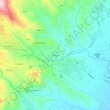 Mappa topografica Camagna, altitudine, rilievo