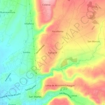 Mappa topografica San Jose, altitudine, rilievo