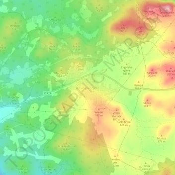 Mappa topografica Rovinjsko Selo, altitudine, rilievo