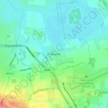 Mappa topografica Prestwick, altitudine, rilievo