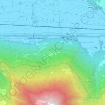 Mappa topografica Rodolo, altitudine, rilievo