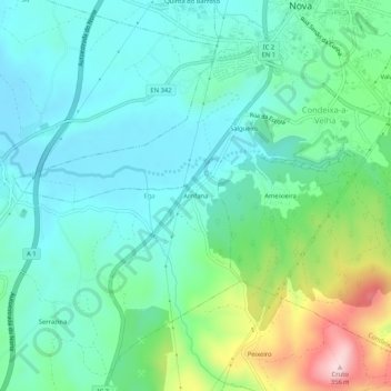 Mappa topografica Arrifana, altitudine, rilievo