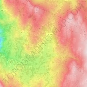 Mappa topografica Lamas, altitudine, rilievo
