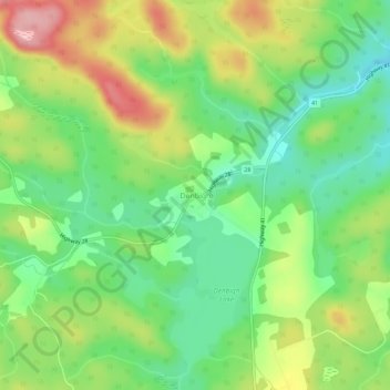 Mappa topografica Denbigh, altitudine, rilievo