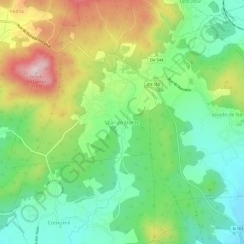 Mappa topografica Vilar do Monte, altitudine, rilievo