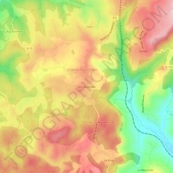 Mappa topografica Aux Escombes, altitudine, rilievo