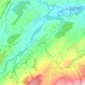 Mappa topografica Orsonnens, altitudine, rilievo