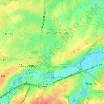 Mappa topografica Pont-Allant, altitudine, rilievo