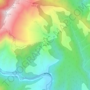 Mappa topografica Ascaso, altitudine, rilievo