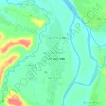 Mappa topografica Masaya Centro, altitudine, rilievo