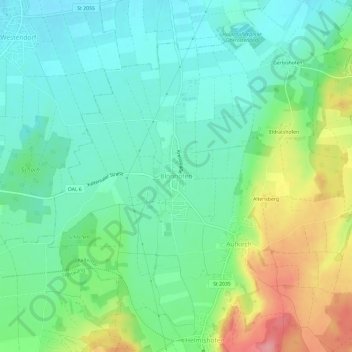 Mappa topografica Blonhofen, altitudine, rilievo