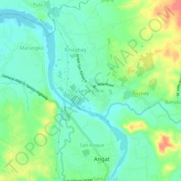 Mappa topografica Santa Lucia, altitudine, rilievo