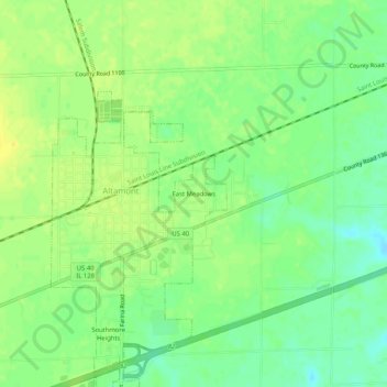 Mappa topografica East Meadows, altitudine, rilievo