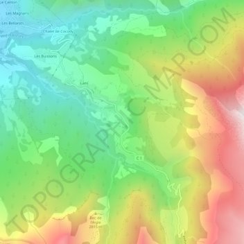 Mappa topografica Les Caïres, altitudine, rilievo