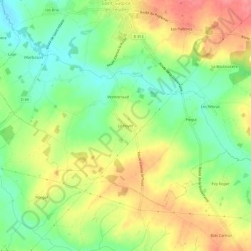 Mappa topografica Le Noyer, altitudine, rilievo