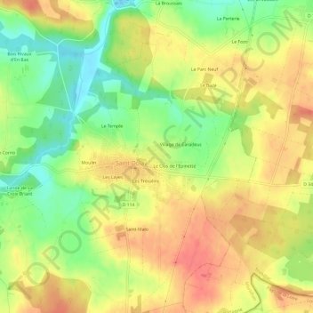 Mappa topografica Les Prateaux, altitudine, rilievo