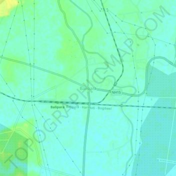 Mappa topografica Balipara, altitudine, rilievo