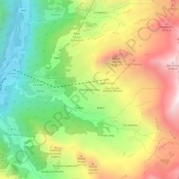 Mappa topografica Ostafa Desot, altitudine, rilievo