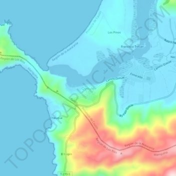 Mappa topografica Queule, altitudine, rilievo