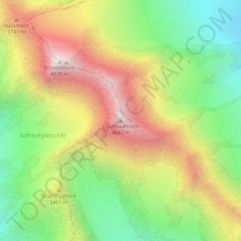 Mappa topografica Lauteraarhorn, altitudine, rilievo