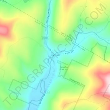 Mappa topografica Claryville, altitudine, rilievo