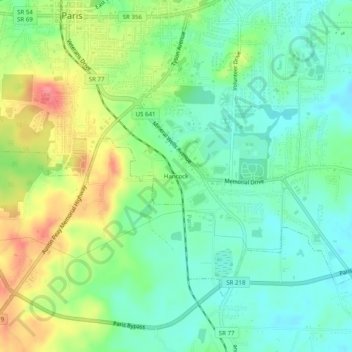 Mappa topografica Hancock, altitudine, rilievo