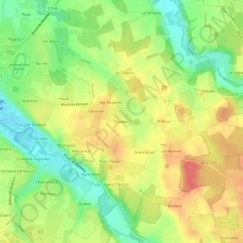 Mappa topografica Tambon, altitudine, rilievo