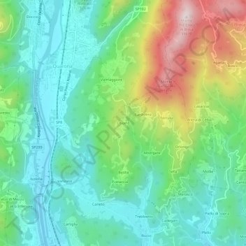 Mappa topografica Lovario, altitudine, rilievo