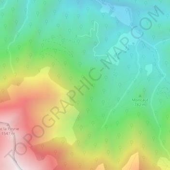 Mappa topografica Heugareilh, altitudine, rilievo