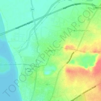 Mappa topografica Katheru, altitudine, rilievo