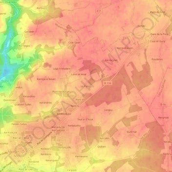 Mappa topografica Le Pariou, altitudine, rilievo