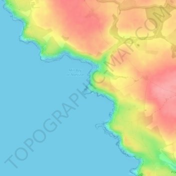 Mappa topografica Carn Lês Boel, altitudine, rilievo