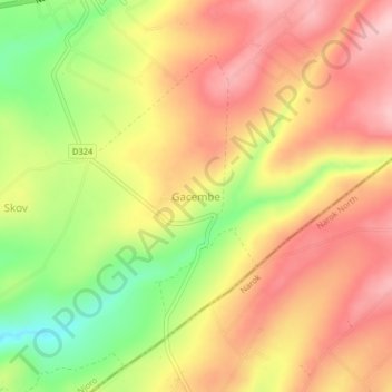 Mappa topografica Gacembe, altitudine, rilievo