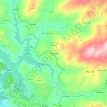 Mappa topografica Santa Marta, altitudine, rilievo