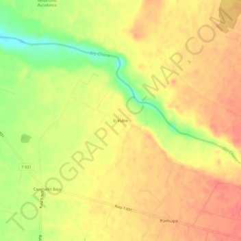 Mappa topografica El Roble, altitudine, rilievo